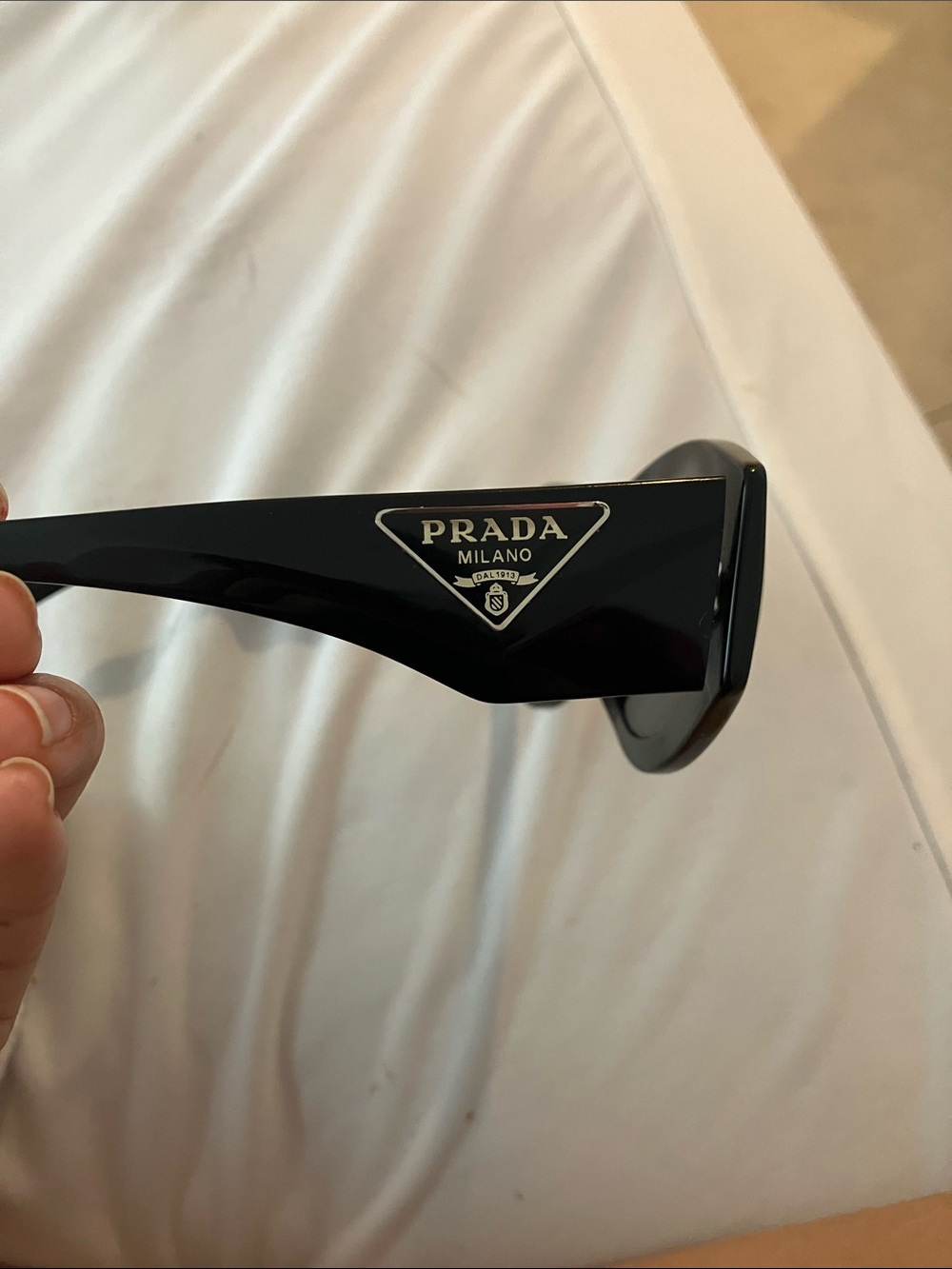 Prada Glossy Black Triangular Logo Sunglasses - Picture 2 of 2